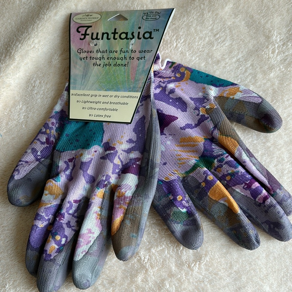 Garden Works Funtasia OSFM Lightweight  Latex Free Tye Dye Gardening Gloves